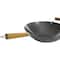 Kenmore® Hammond 14'' Black Flat Bottom Carbon Steel Wok with Wooden Handles